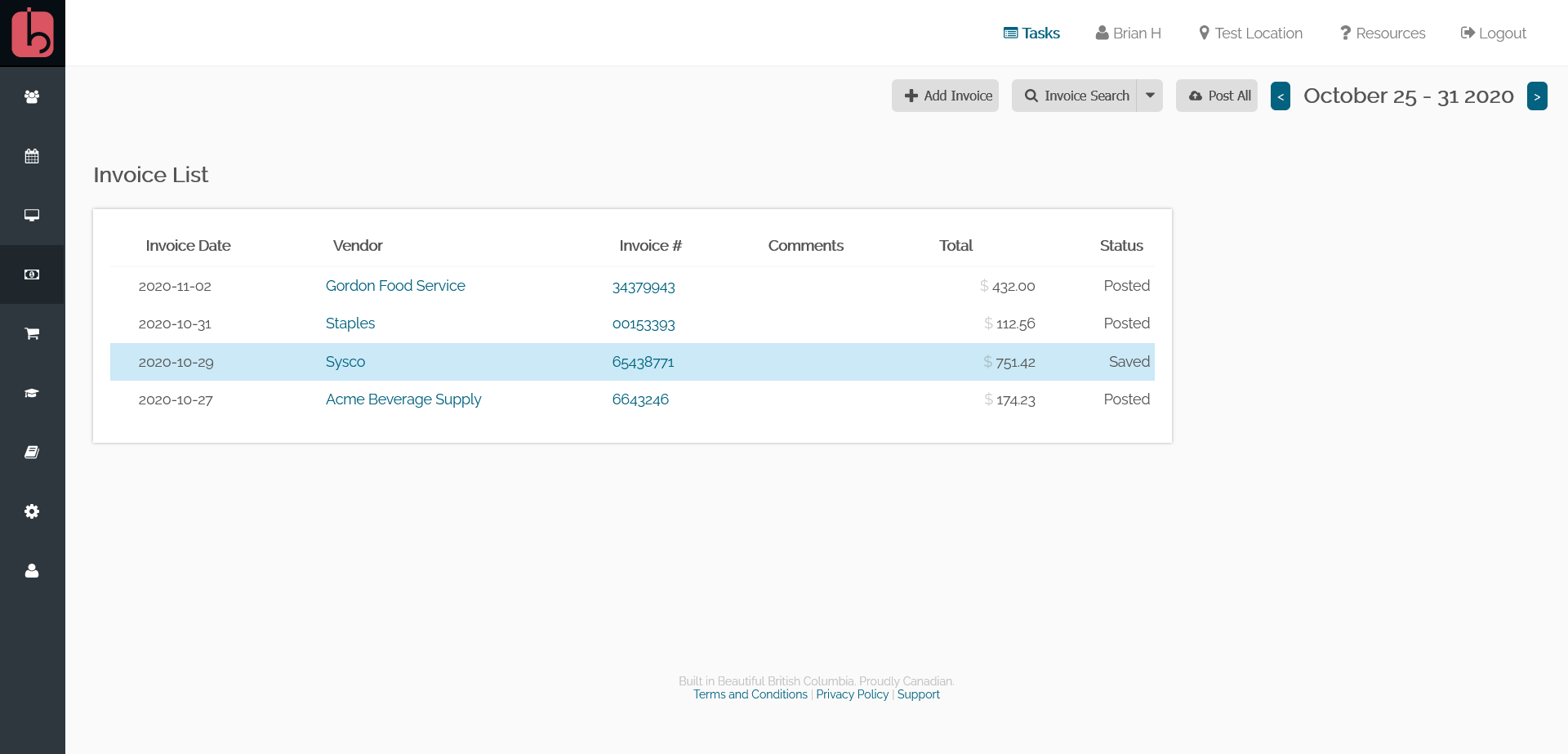 BarSight Restaurant Expense and Vendor Management Software