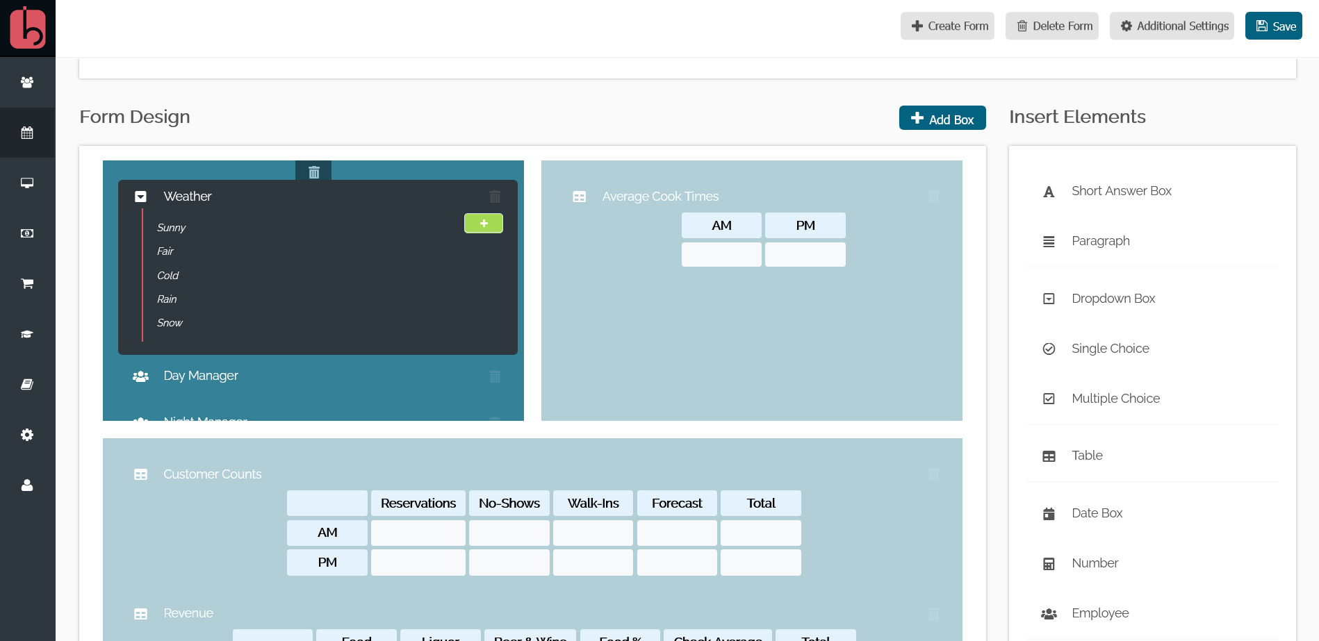 BarSight - Types of Logbook Elements