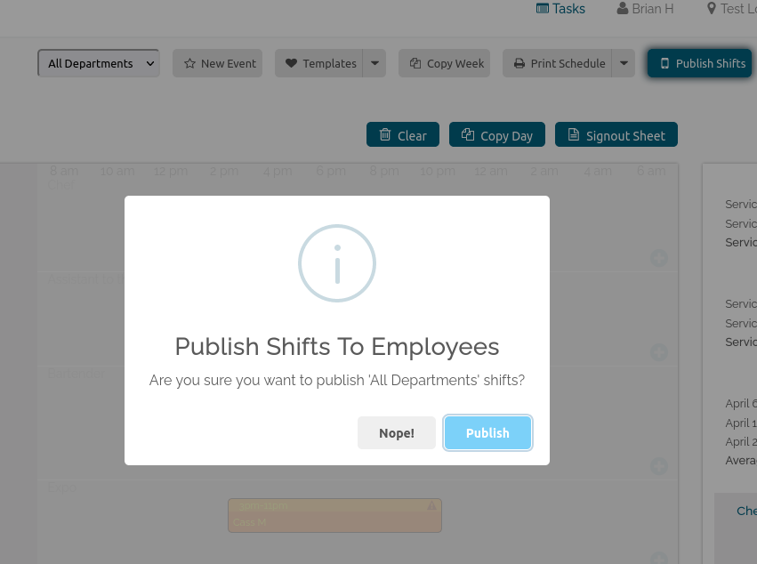 BarSight Scheduling - Publish Employee Schedule