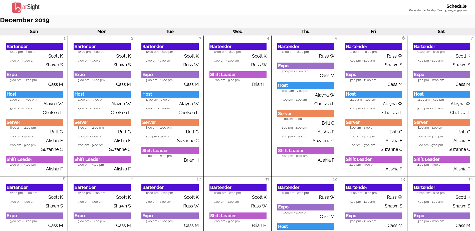 Schedule - scheudling-print-month